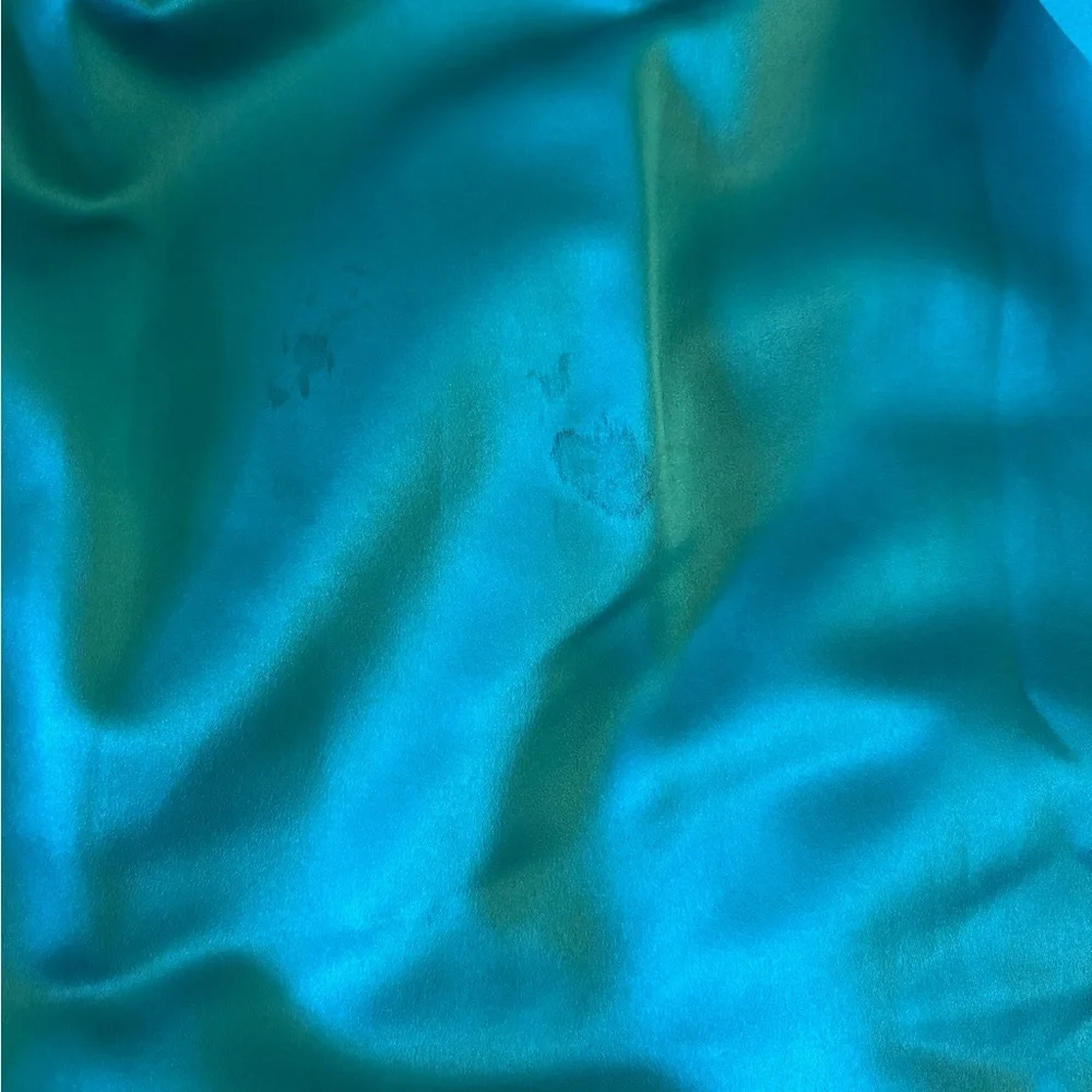 Neiman Marcus Teal Evening Wear Full-Length Satin Skirt SIZE SM/MED Has Flaws